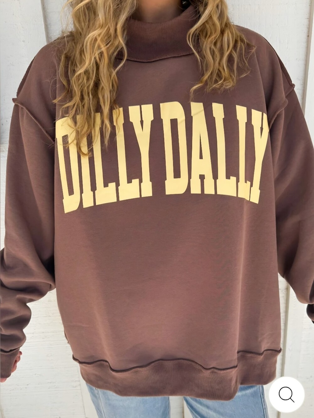 BUCKETLIST NWOT Brown Dilly Dally Mockneck Sweatshirt - Picture 2 of 6
